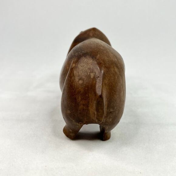 Vintage Hand Carved African Wood Hippopotamus With Teeth - Picture 10 of 10